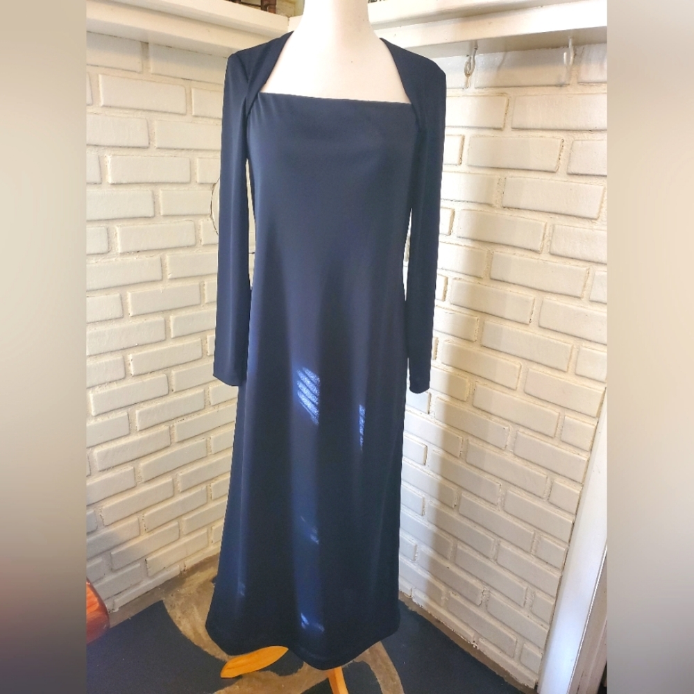 Black square neck maxi dress